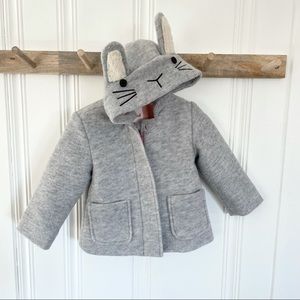 NWT Cat & Jack Toddler Girl's Winter Jacket with Bunny Ears Size 12M